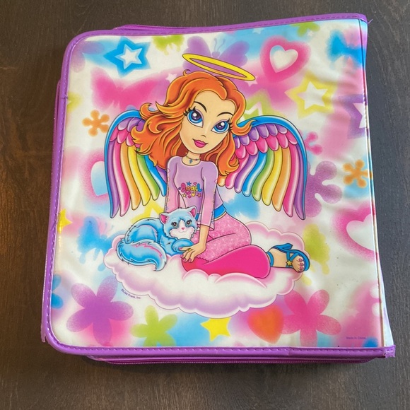 Vintage Lisa Frank Sparkly 3-Ring Binder Angel Girl Cat Rare - Picture 2 of 14